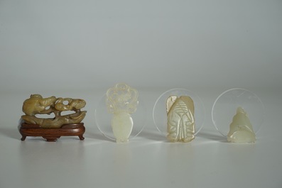 Four Chinese jade carvings, 19/20th C.